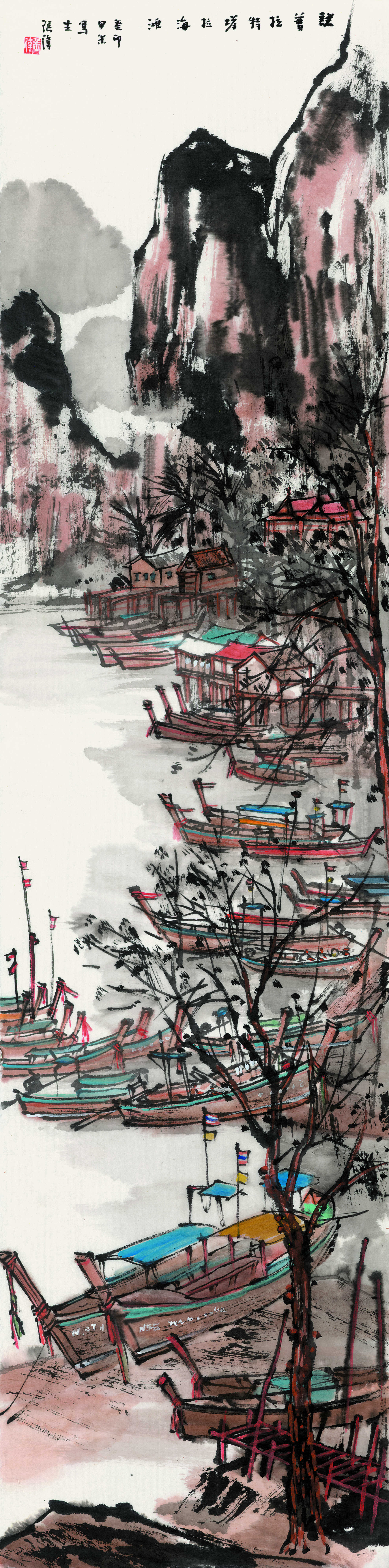张伟《诺普拉特塔拉海滩》138cm×34cm 2023年