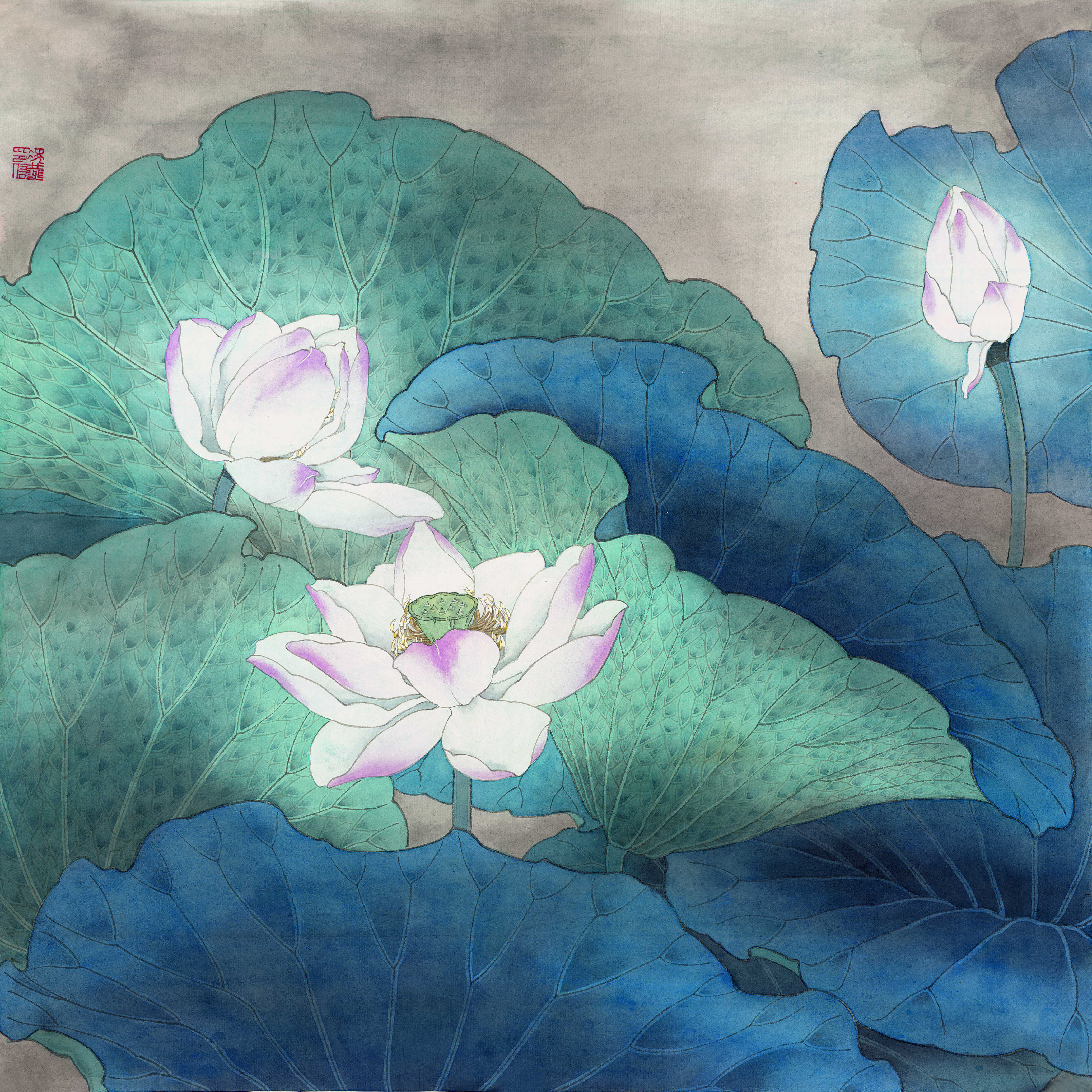  钟凌燕《荷影（二）》66cm×66cm 2023年