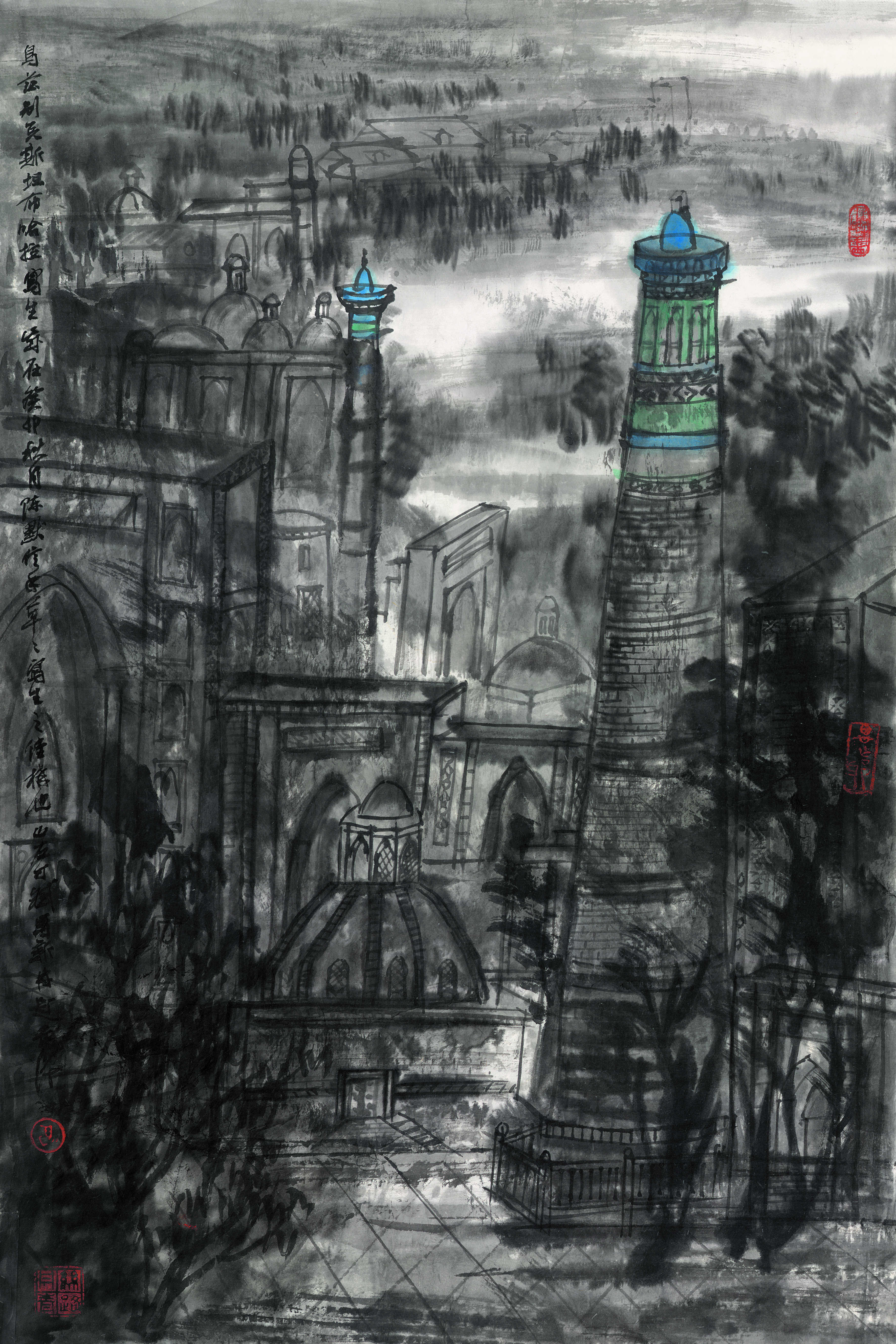 陈默《布哈拉经学院广场》69cm×46cm 2023年