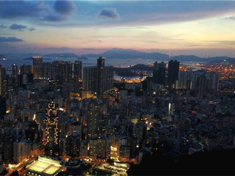 Aerial view shows scenery in Hong Kong