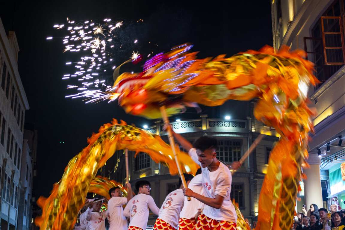Dragan Dance at a cultural celebration in Small Park historical area, Shantou, Guangdong