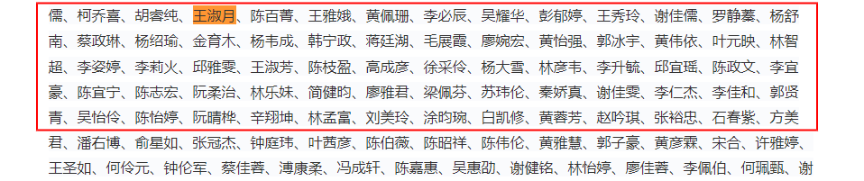 《10000中国普通人名大全》(网页截图)