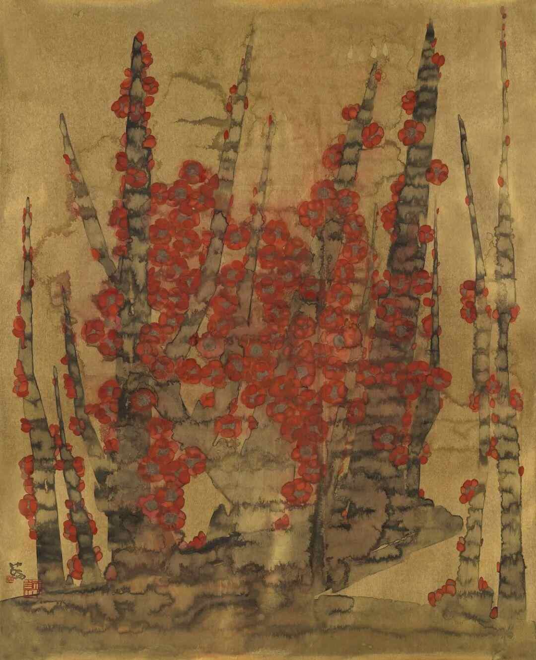 《梅坚如铁》林蓝 211cmx171cm 中国画 2020年