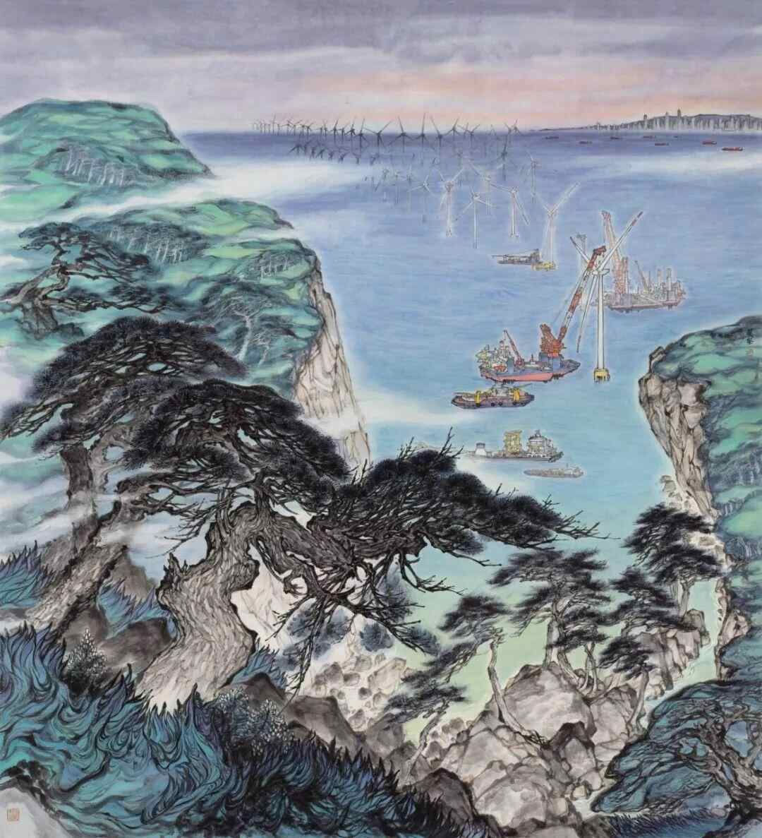 《向海图强·海上风电》关坚 210cmx192cm 中国画 2025年