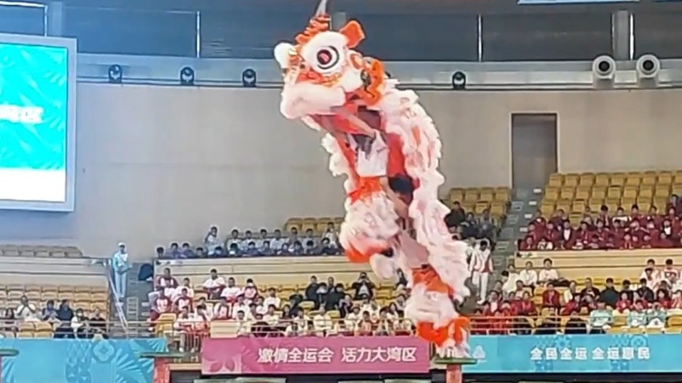 视频 | 舞狮凌空引爆全场！观众席上惊得“目瞪口呆”