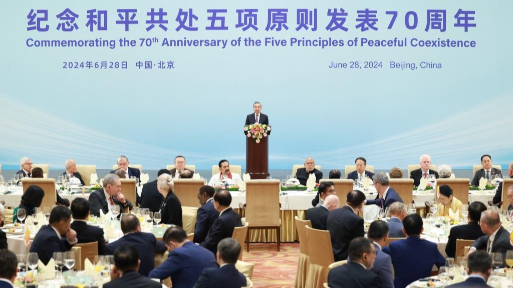 Chinese FM addresses luncheon commemorating 70th anniversary of Five Principles of Peaceful Coexistence