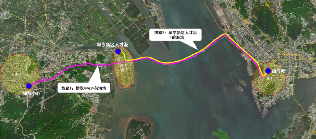 ▲深中跨市公交线路图