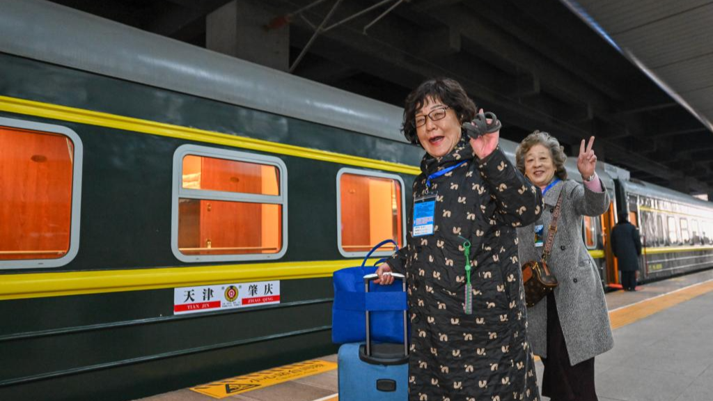 Tourist train for seniors departs from China's Tianjin