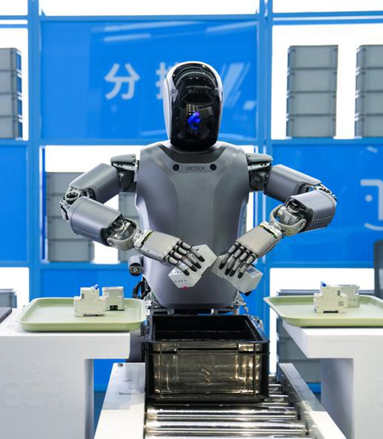 A humanoid robot from Walker series of UBTECH conducts sorting work at the Beijng World of Robots in Beijing, capital of China, Feb. 24, 2025. Photo: Xinhua
