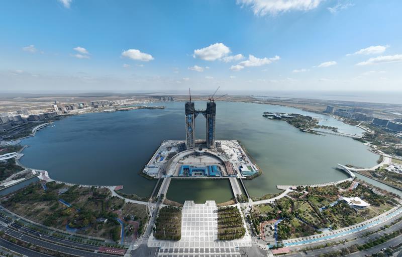 建设中的上海临港新片区西岛金融中心项目