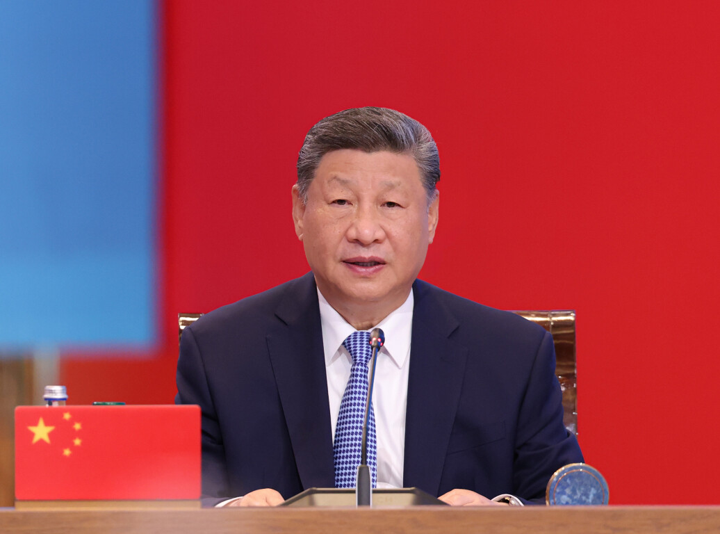 　　△当地时间6月17日下午，第二届中国—中亚峰会在阿斯塔纳独立宫举行。这是习近平主席发表题为《弘扬“中国—中亚精神”　推动地区合作高质量发展》的主旨发言。