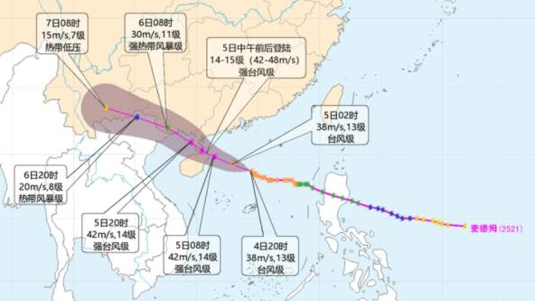 Typhoon Matmo intensifies, set to land between Guangdong and Hainan at noon, Oct. 5