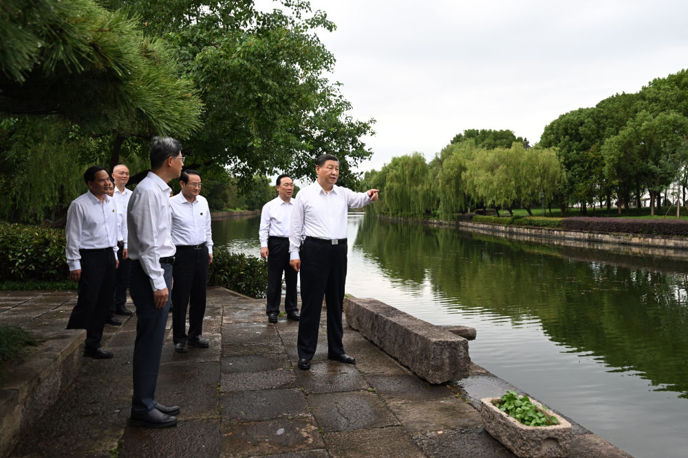 2023年9月20日下午，习近平在浙江省绍兴市浙东运河文化园考察。新华社记者 谢环驰 摄