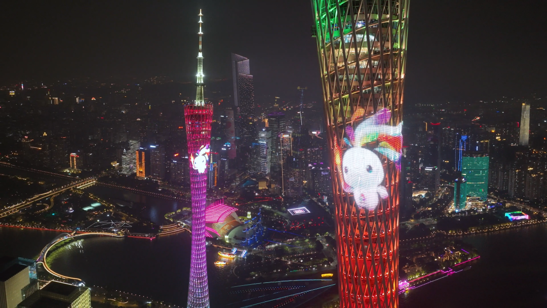 广州塔全运会主题灯光。