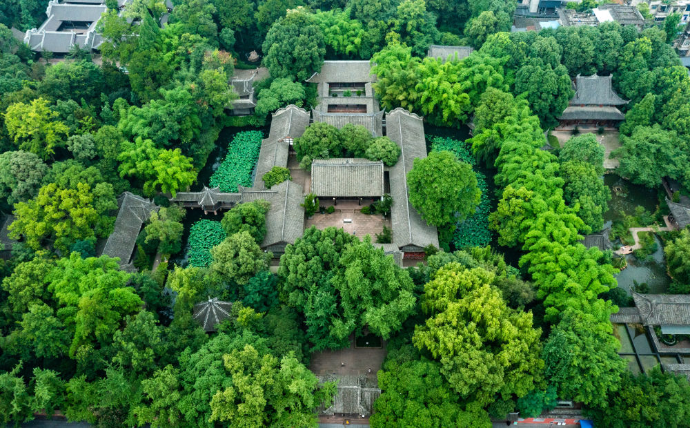 2022年6月22日在四川眉山拍摄的三苏祠（无人机照片）。新华社记者 沈伯韩 摄