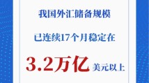 我国外汇储备规模连续17个月稳定在3.2万亿美元以上 我国外汇储备规模连续17个月稳定在3.2万亿美元以上