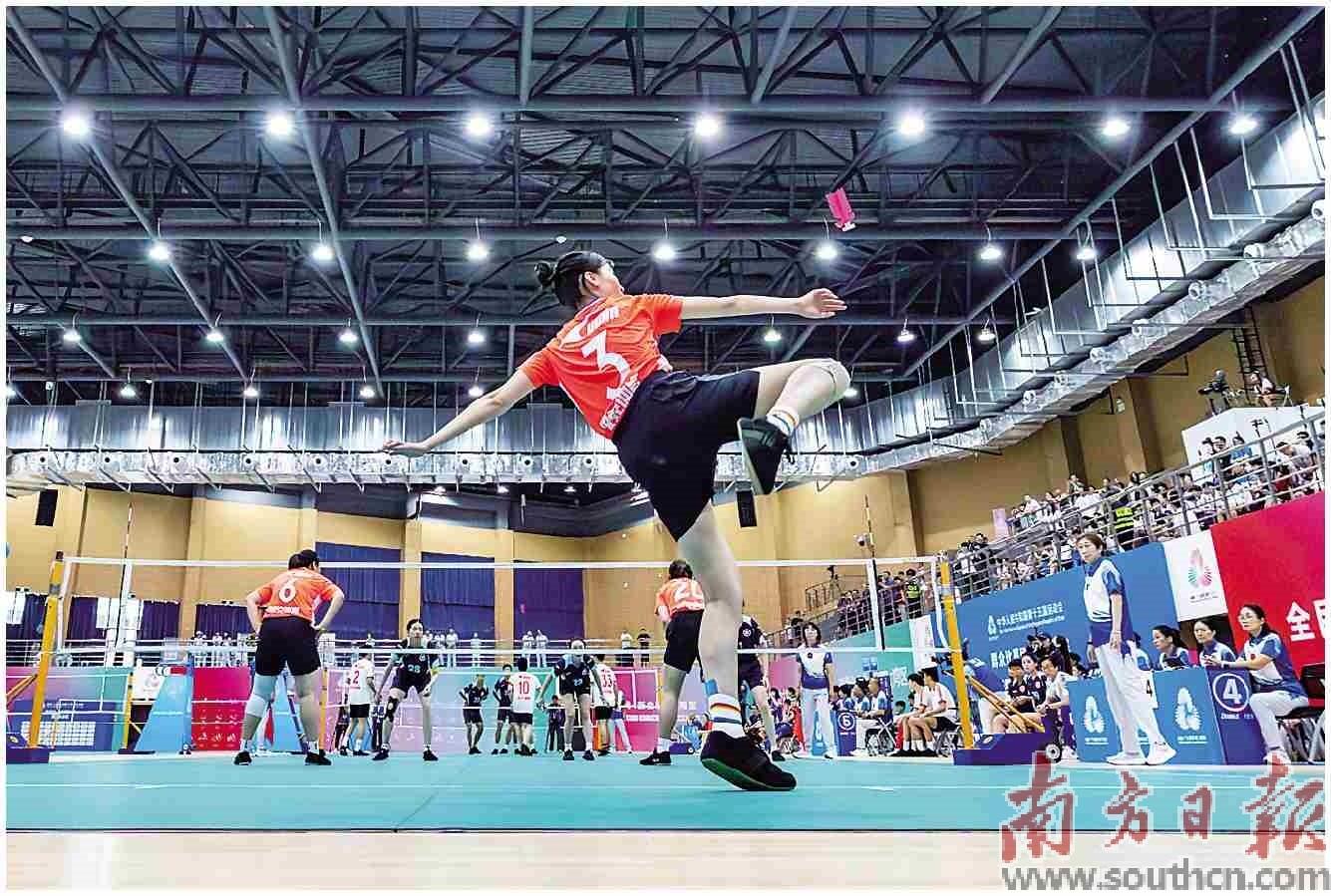 广东队包揽十五运会群众比赛毽球比赛6金