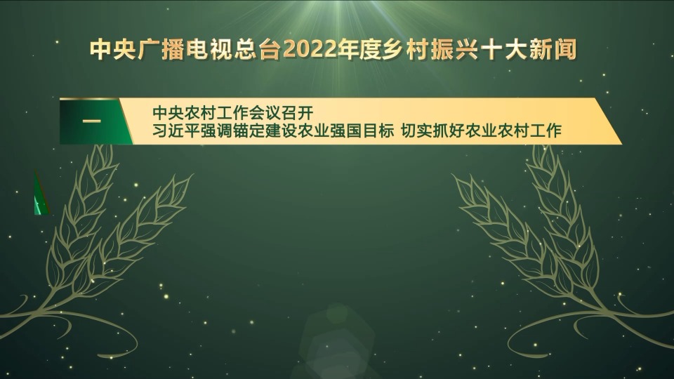 中央广播电视总台发布2022年度乡村振兴十大新闻