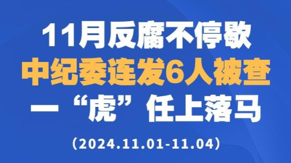 11月反腐不停歇！中纪委连发6人被查