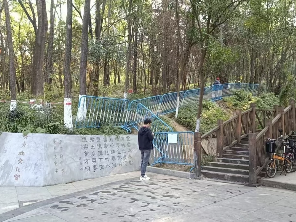 大夫山公园“画马”路线已被封住。（图片来源于网络）
