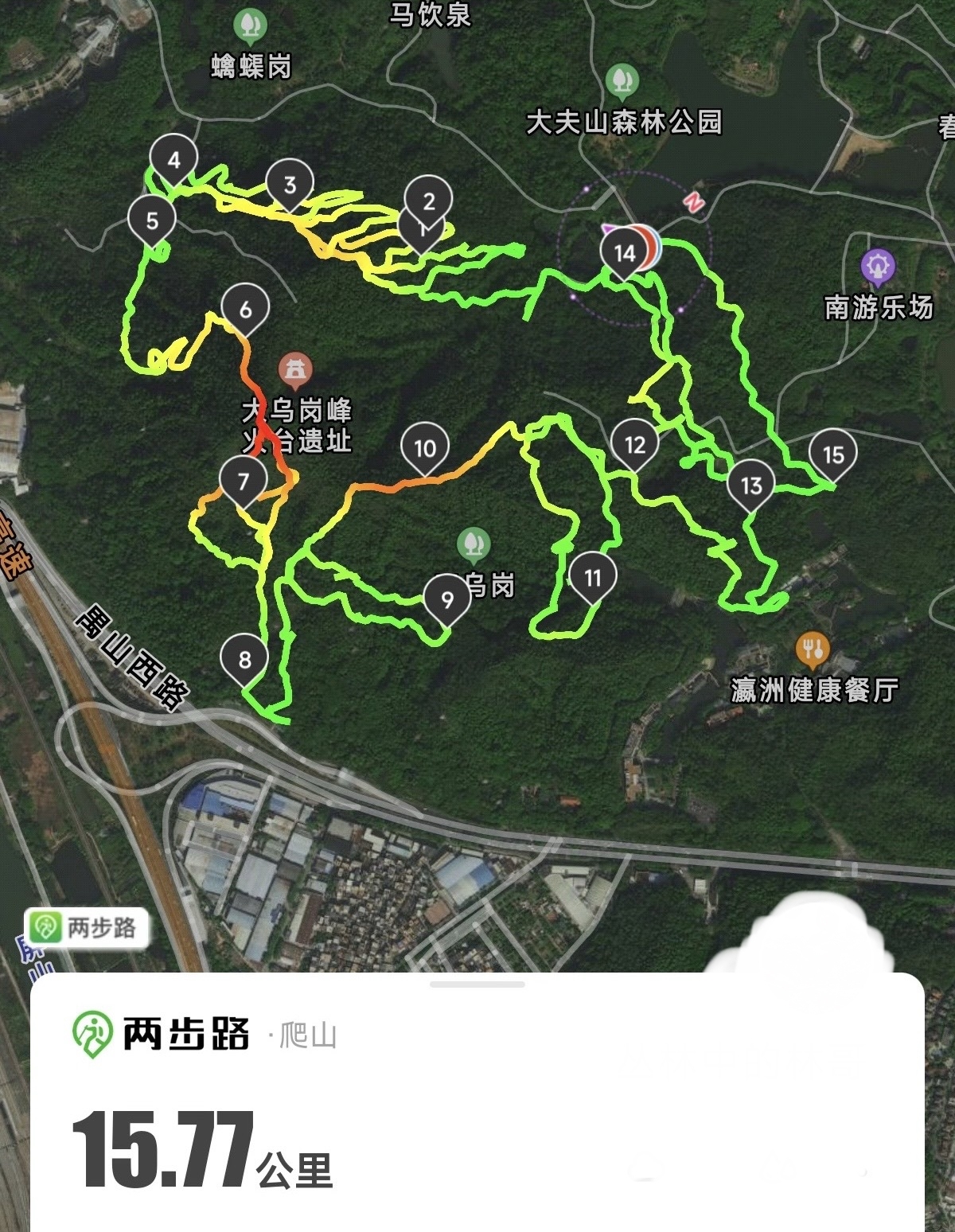 大夫山公园的“画马”路线。