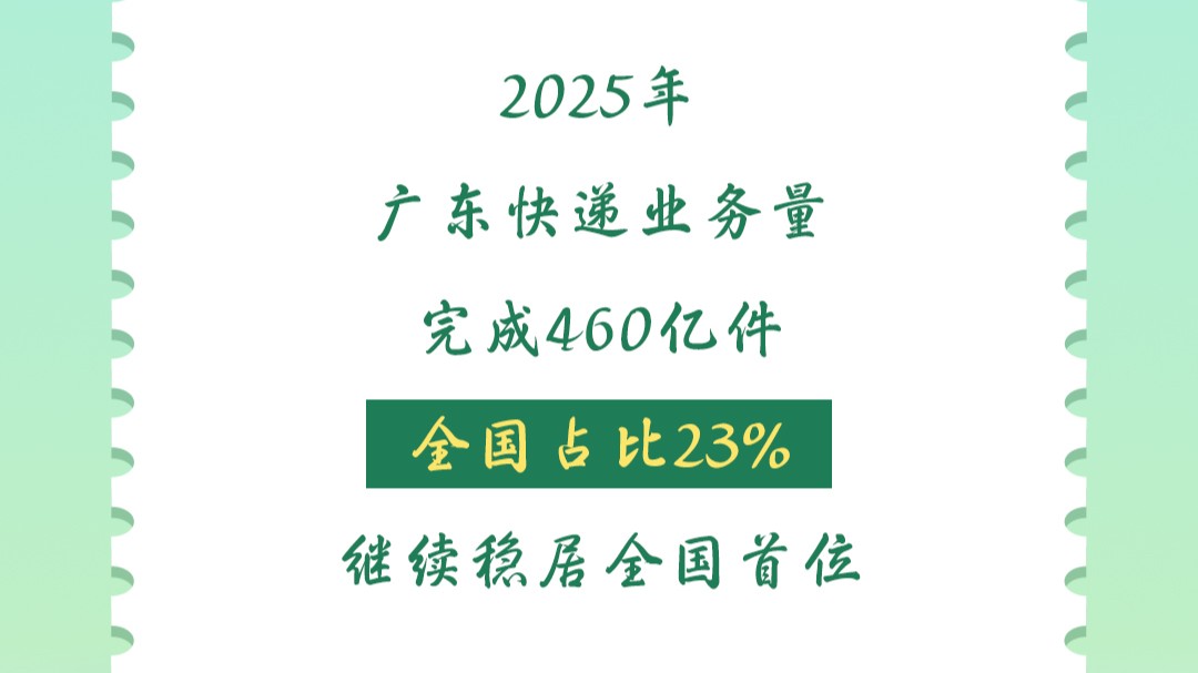 广东晒快递成绩单：去年快递业务量和业务收入蝉联第一