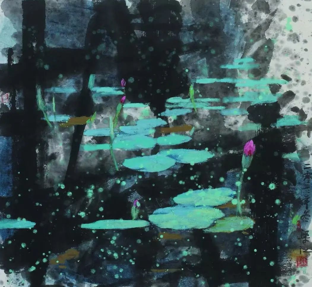 《半池烟雨》  97×90cm   2022年