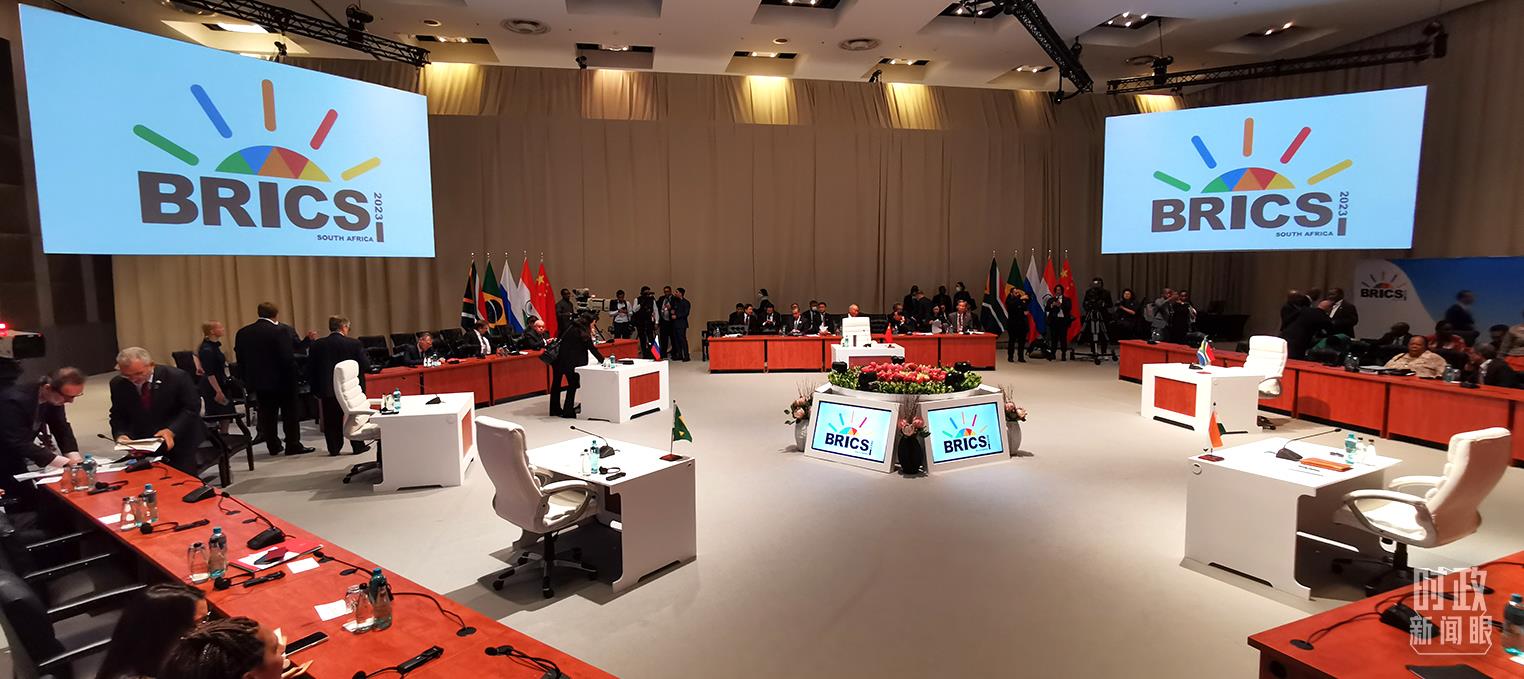 △23日上午,金砖国家领导人第十五次会晤在这里举行。这是会晤开始前的场景。(总台央视记者李铮拍摄)