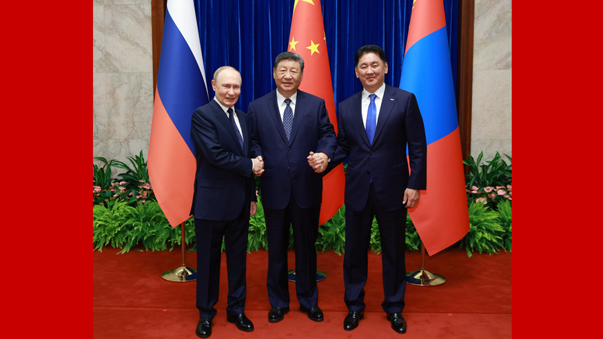 Xi calls for enhancing political mutual trust, cooperation among China, Russia, Mongolia