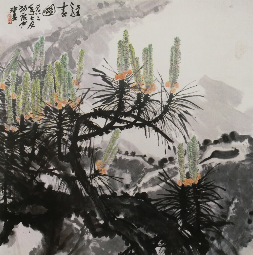 驻春图 138cm×138cm 宣纸设色  1982年作 广州美术学院美术馆藏