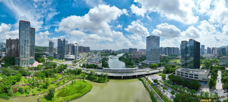 俯瞰南沙蕉門河、創(chuàng)享灣、國際人才港、星河COCOPARK。攝影 劉偉