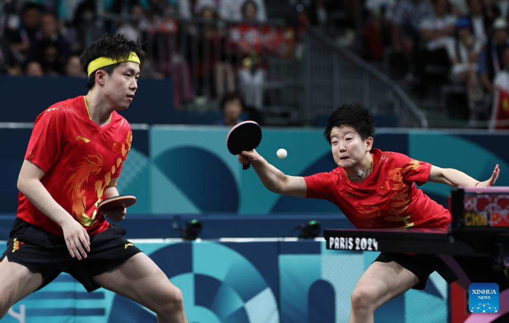 China's Wang and Sun win table tennis mixed doubles gold at Paris