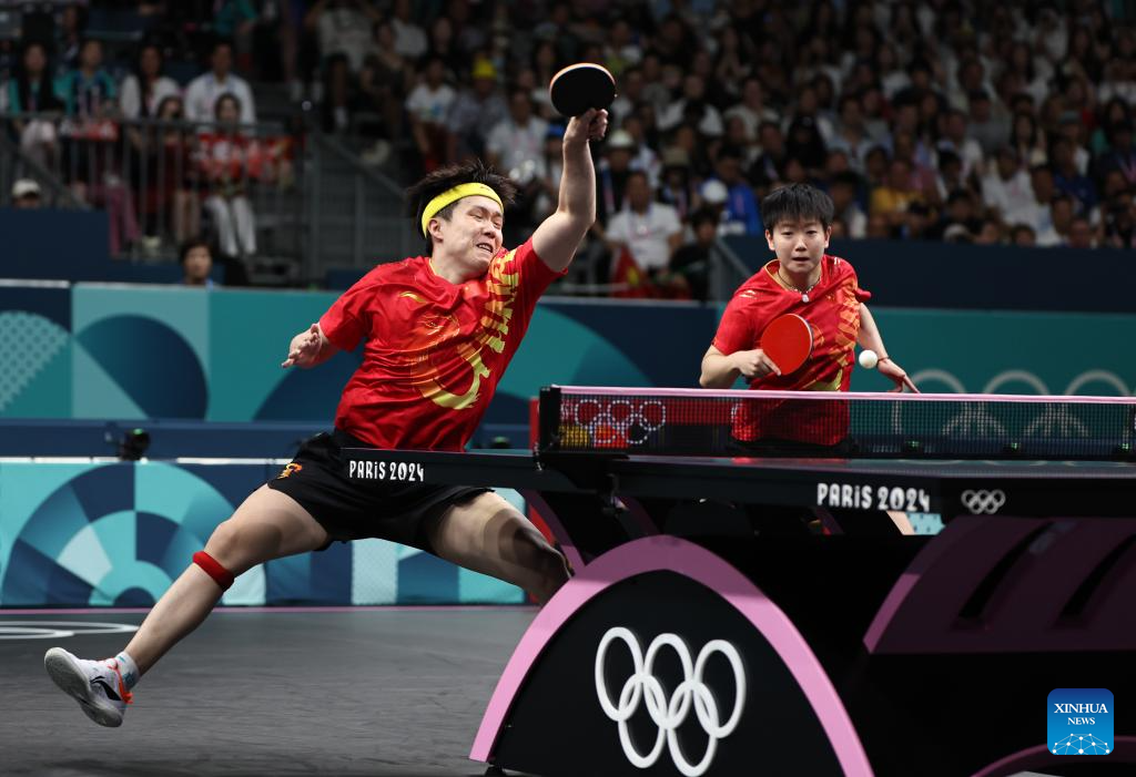 China's Wang and Sun win table tennis mixed doubles gold at Paris ...