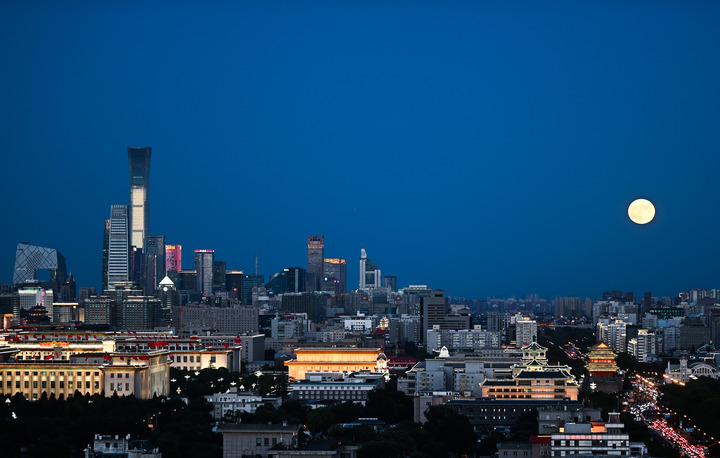 2023年9月29日在北京拍摄的中秋夜景。新华社记者 王建华 摄