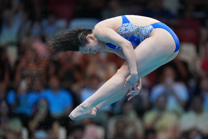 　　8月2日，陈艺文在比赛中。 当日，2025年世界游泳锦标赛跳水女子3米板决赛在新加坡举行。 新华社记者 伍志尊 摄