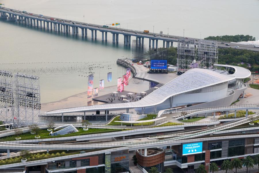 广东深圳宝安区欢乐剧场(10月24日摄)。全运会闭幕式在这里举行。新华社记者 梁旭 摄