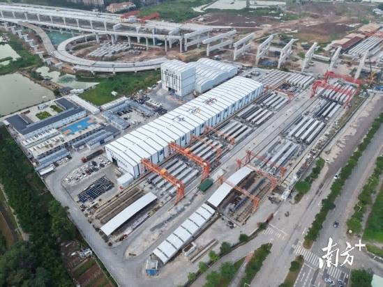 狮子洋通道T15合同段项目建设现场。