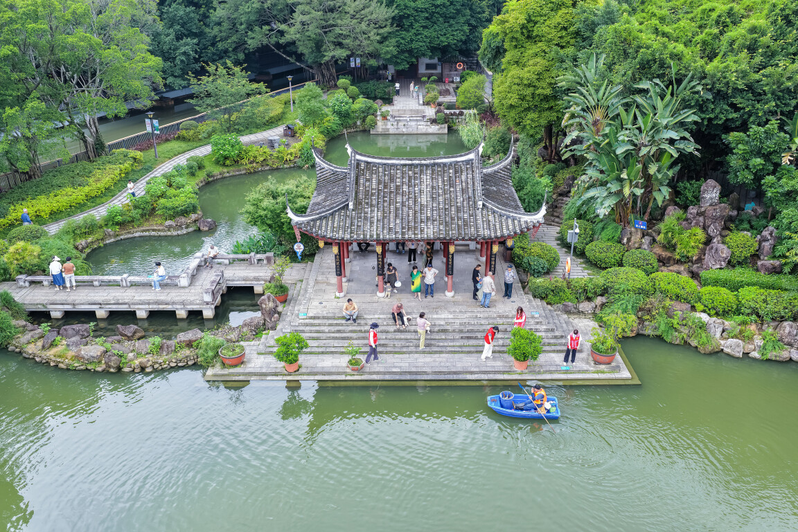 2025年6月4日，福州市鼓楼区安泰街道黎明湖湿地生态公园，人与自然构成了一幅和谐的夏日生态美景。