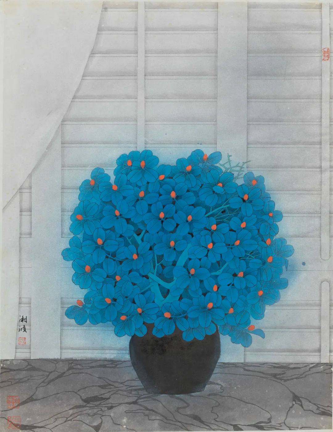 陈湘波《瓶花·清雅》50cm×64cm 纸本设色 1994年