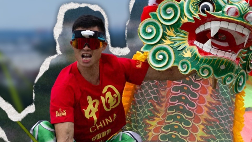 China's best high-altitude slackline walker showcases Haifeng's Qilin Dance in France