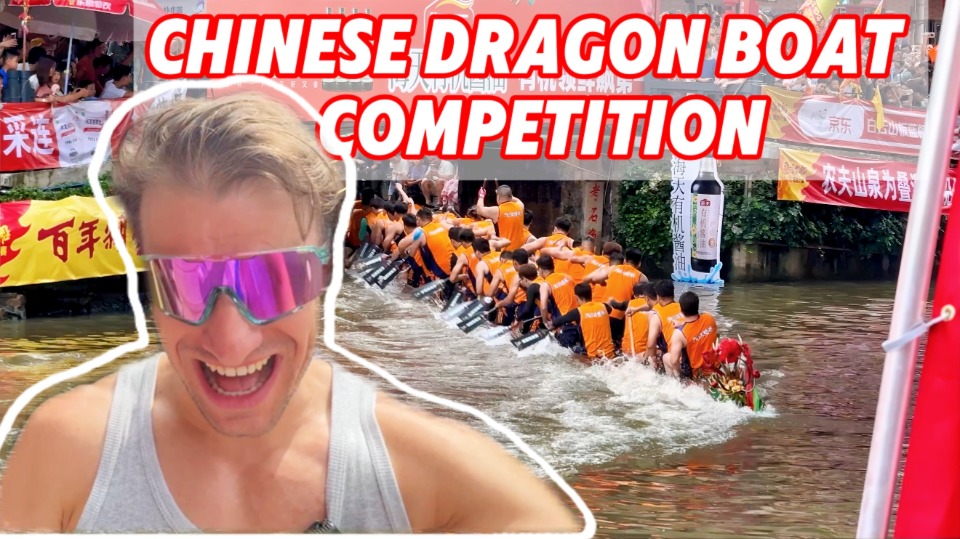 German vlogger amazed by Foshan dragon boat drift