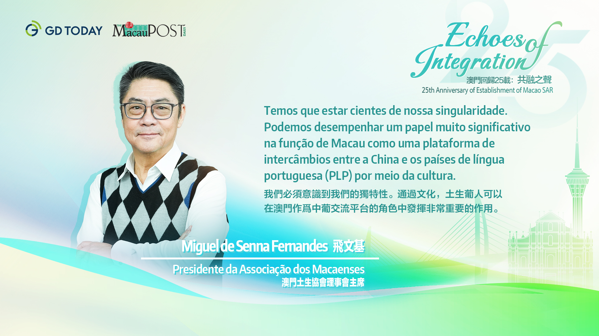 Macaenses dispostos a ser pontes para trocas China-PLP: Miguel de Senna Fernandes