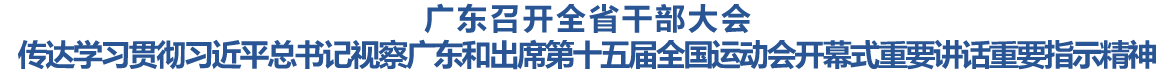 广东召开全省干部大会 传达学习贯彻习近平总书记视察广东和出席第十五届全国运动会开幕式重要讲话重要指示精神