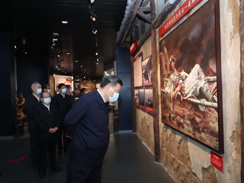 2021年4月25日，习近平总书记在广西桂林市全州县，参观红军长征湘江战役纪念馆。