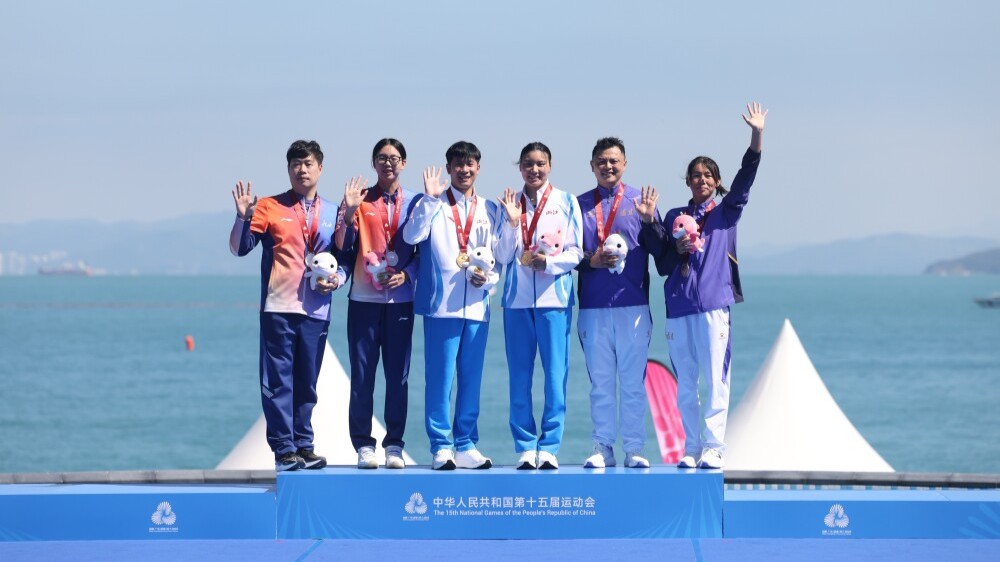 First open-water marathon swimming gold in National Games history awarded in Shenzhen