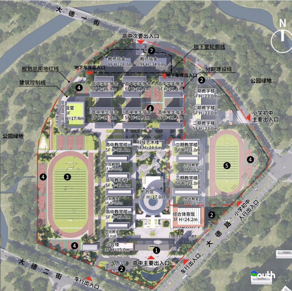 Floor Plan of Maoming No.1 Middle School New City Campus.