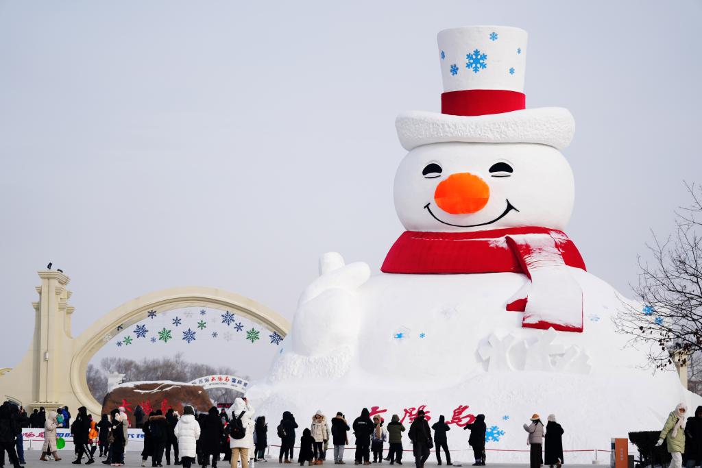 游客在哈尔滨太阳岛雪博会园区游玩（2024年1月1日摄）。近年来“氛围式”消费悄然增加，从网友自发“监工”到文旅部门在线“听劝”，</p><p style=