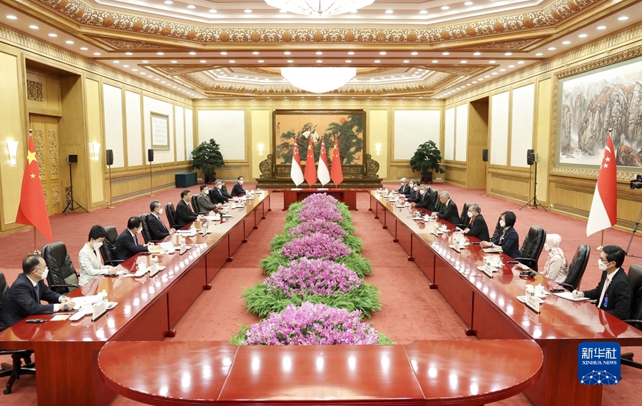 　　3月31日下午，国家主席习近平在北京人民大会堂会见来华进行正式访问的新加坡总理李显龙。新华社记者 丁海涛 摄