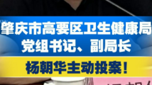 肇庆市高要区卫生健康局党组书记、副局长杨朝华主动投案