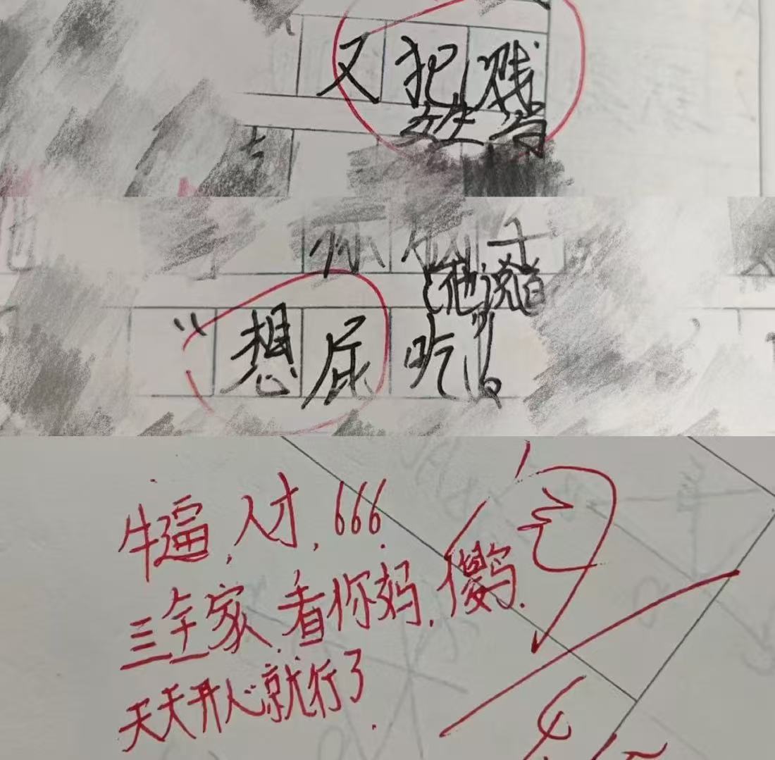 蓝天学生的作业。受访者供图。
